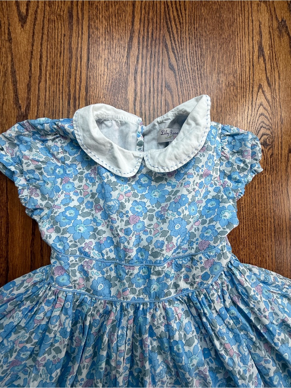 Lily Rose Blue Floral Peter Pan Collar Dress 6-7 Years ASO Princess Charlotte - Picture 2 of 11